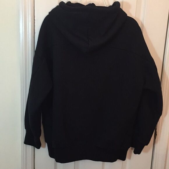 Black Fleece Lined Full Zip Hoodie Jacket Pit to Pit 26 1/2” WARM USED - Picture 6 of 13